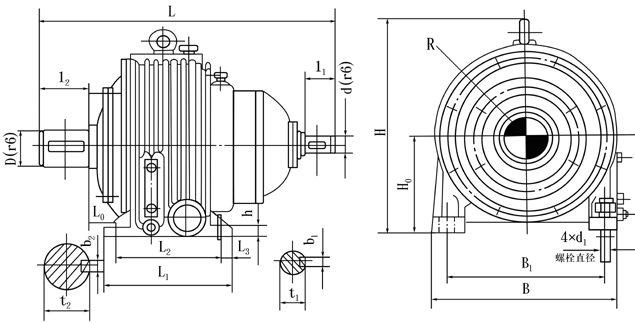 NGW型行星齒輪減速器型式與尺寸